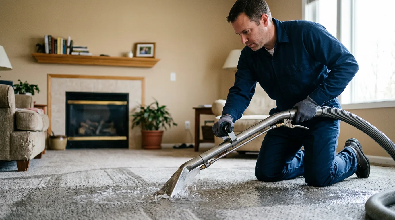 Water damage restoration technician working near Wheatland, IA
